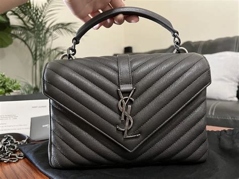 ysl college large grey|My Saint Laurent College Handbag Review .